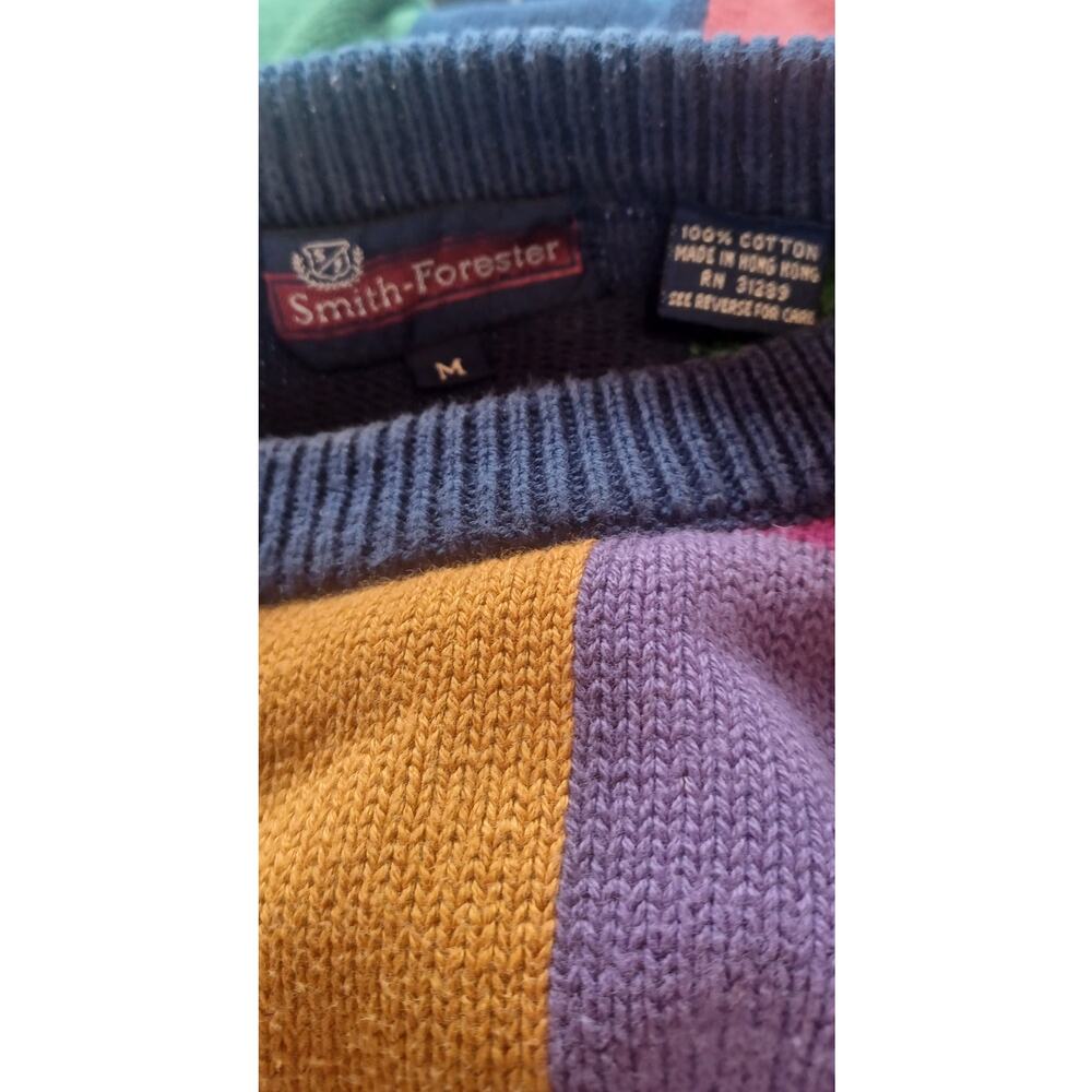 Vintage 90s Smith-Forester Multi-Color Block Knit Pullover Sweater Size Medium - Picture 5 of 6